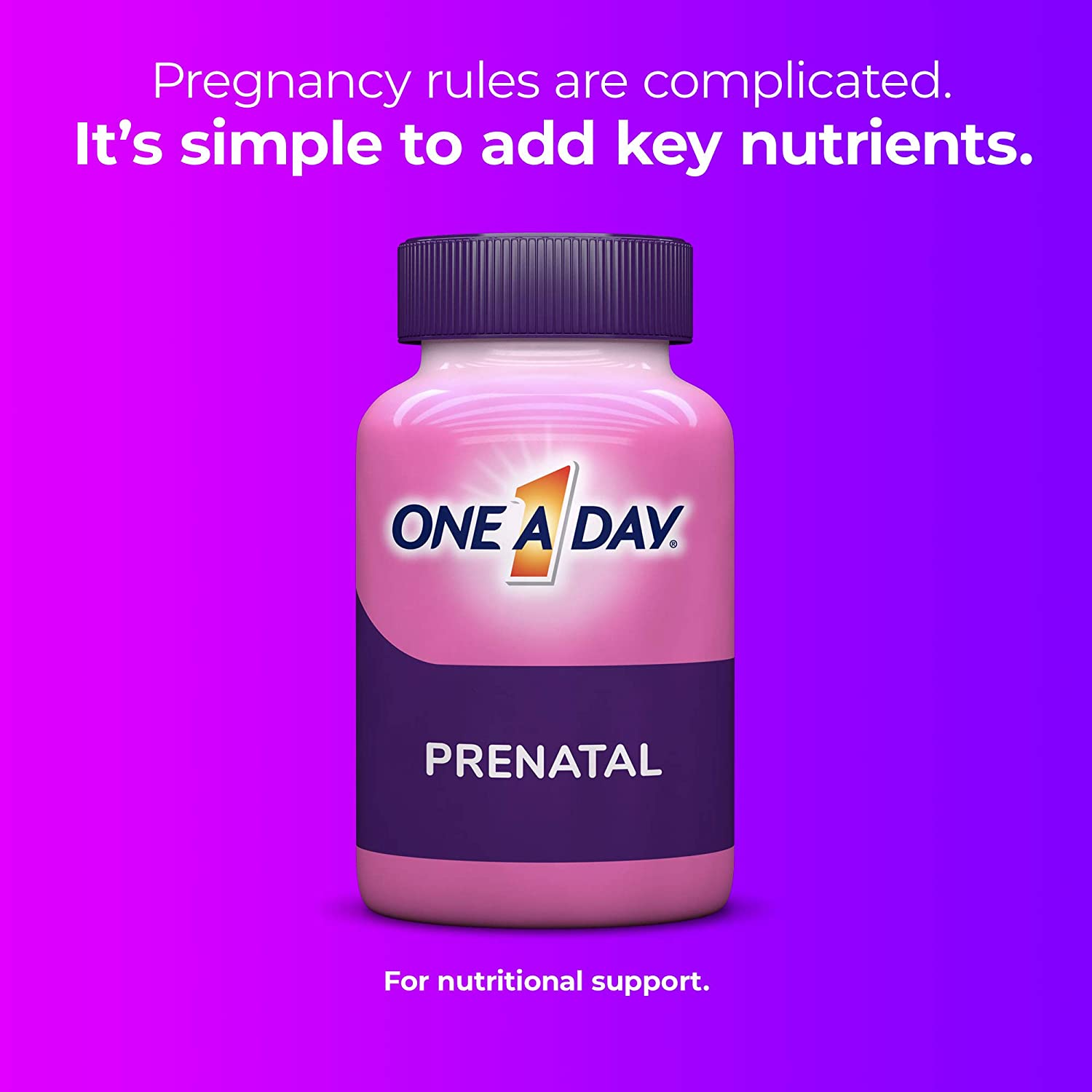 Women'S Prenatal 1 Multivitamin, Supplement for Before, During, and Post Pregnancy, Including Vitamins A, C, D, E, B6, B12, and Omega-3 DHA, 90 Count