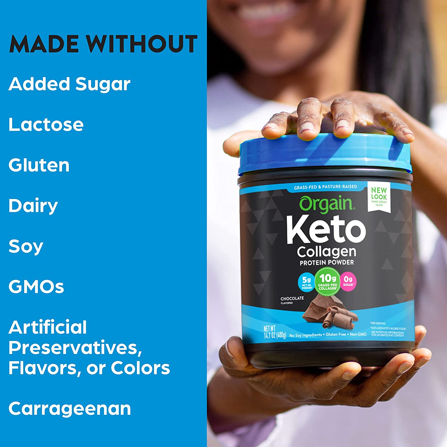 Keto Collagen Protein Powder with MCT Oil, Chocolate - Paleo Friendly, Grass Fed Hydrolyzed Collagen Peptides Type I and III, Dairy Free, Gluten Free, Soy Free, 0.88 Lb (Packaging May Vary)