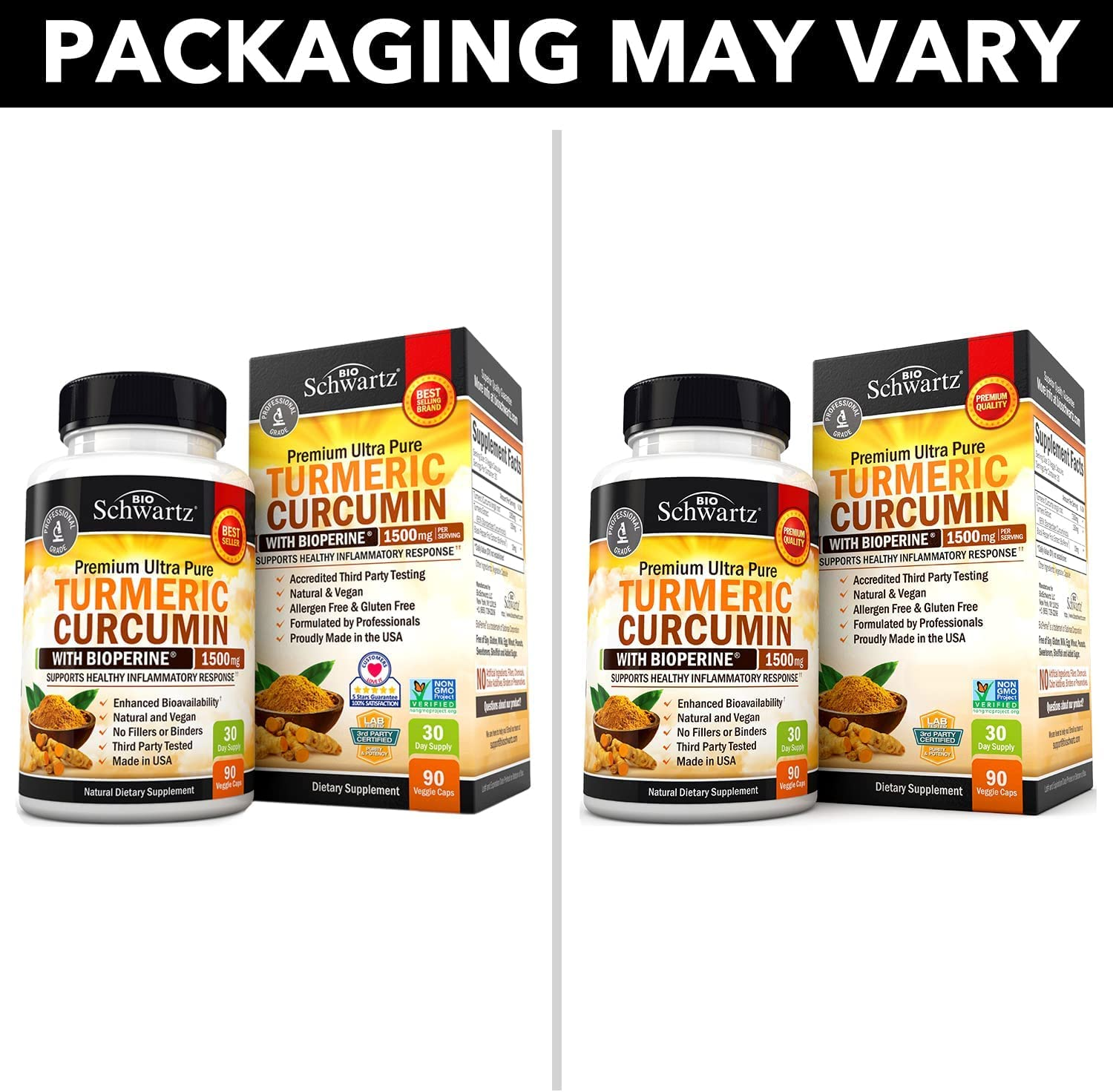 Turmeric Curcumin with Bioperine 1500Mg - Natural Joint & Healthy Inflammatory Support with 95% Standardized Curcuminoids for Potency & Absorption - Non-Gmo, Gluten Free Capsules with Black Pepper.