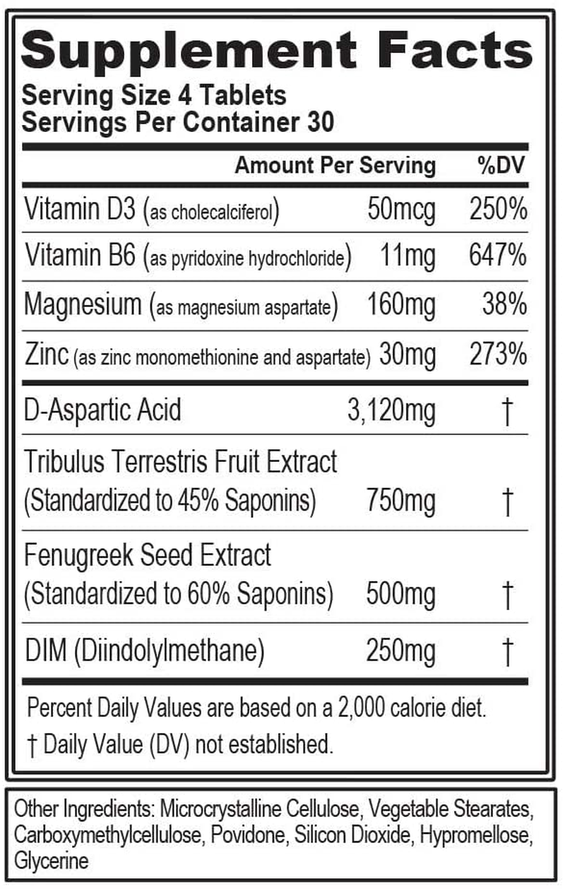 Nutrition Testosterone Booster for Men, EVLTEST Supports Healthy Testosterone Levels, Hormone Balance, Muscle Strength and Stamina, Boost Performance and Recovery, 120 Tablets (30 Servings)