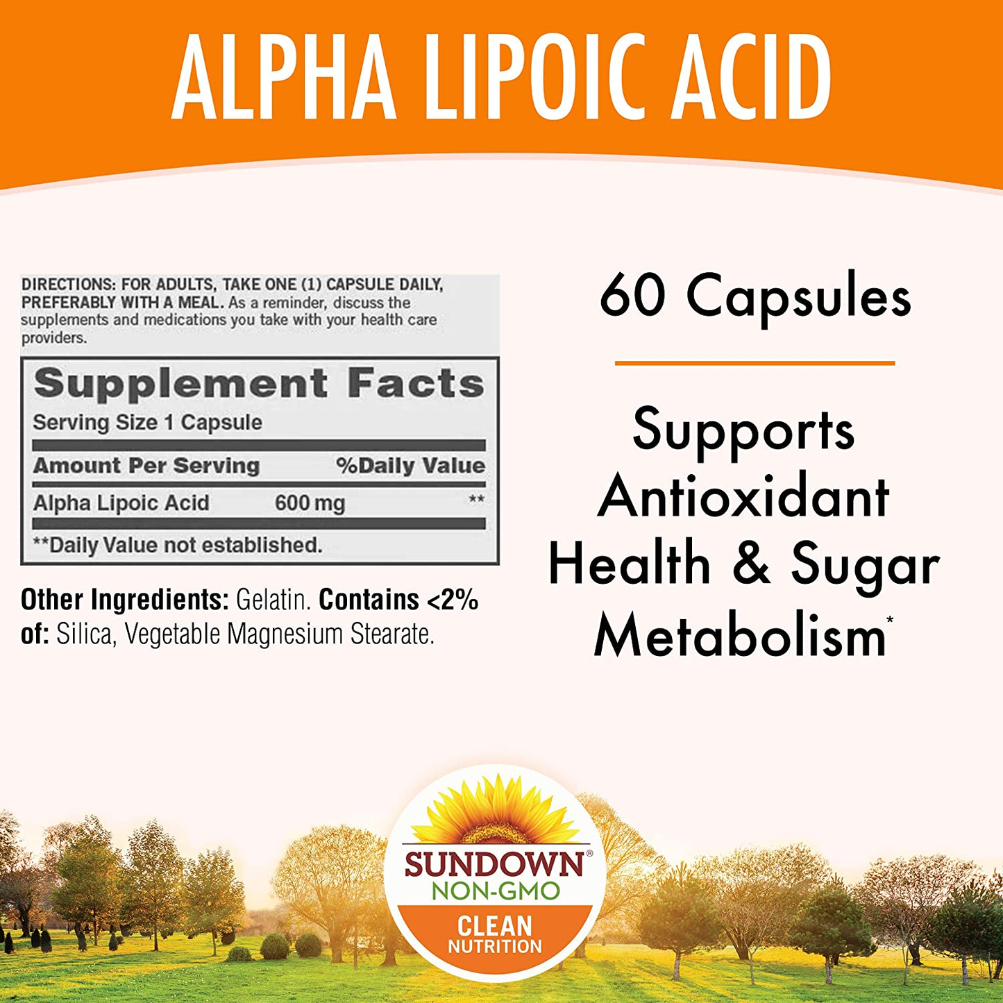 Super Alpha Lipoic Acid 600 Mg, 60 Capsules (Packaging May Vary) Non-Gmoˆ, Free of Gluten, Dairy, Artificial Flavors