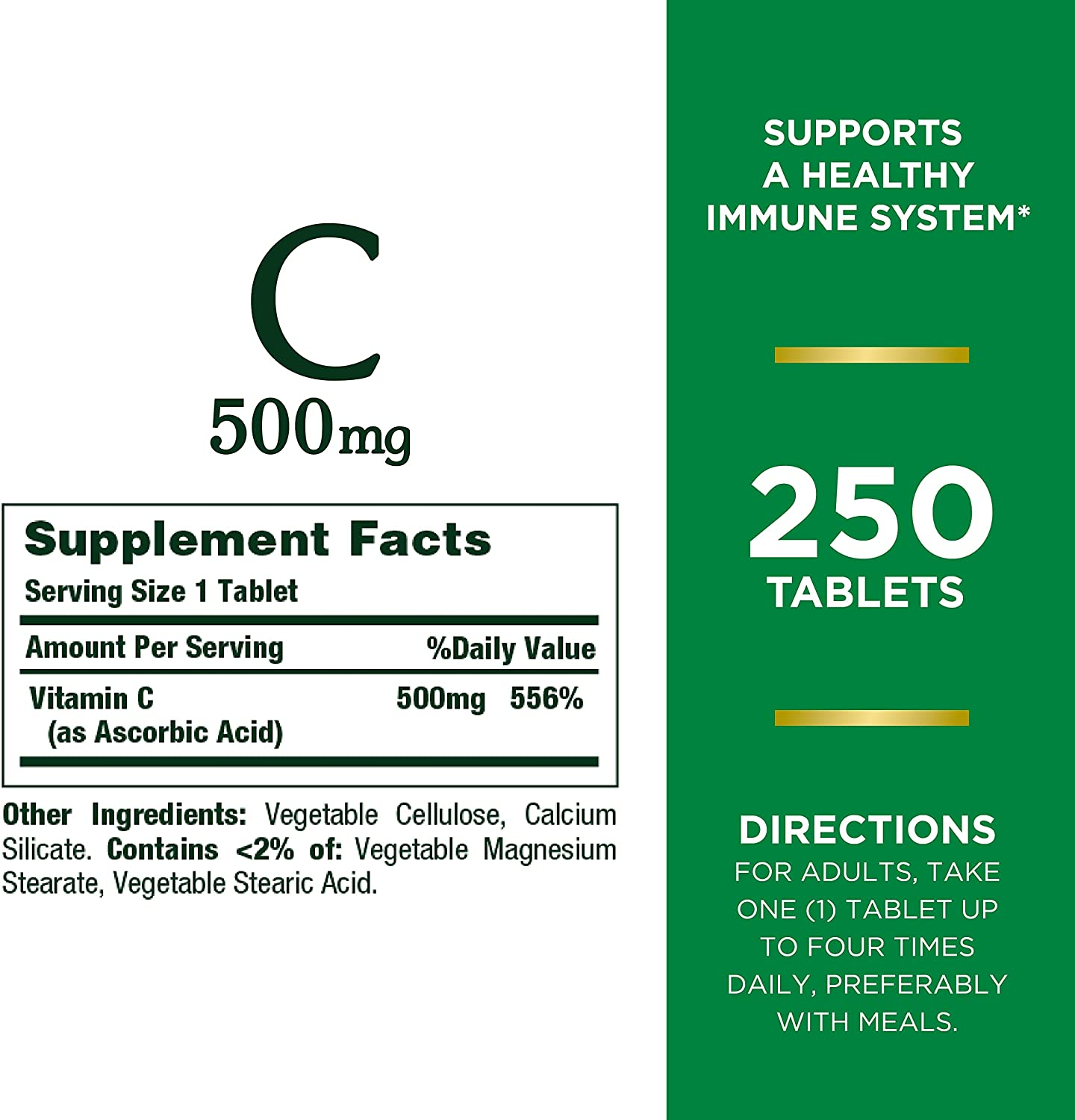 Nature’S Bounty Vitamin C, Immune Support, Tablets, 500Mg, 250 Ct