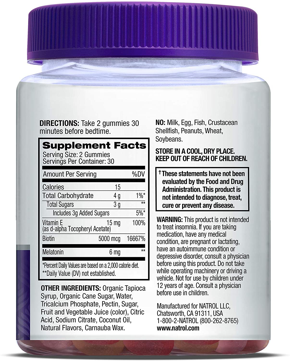 Sleep+ Beauty Melatonin Biotin and Vitamin E 100% Drug Free Gummy Raspberry Flavor Sleep Aid Gummies, 60 Count