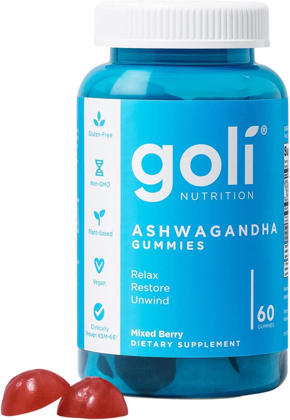 ® Ashwagandha & Vitamin D Gummy - 60 Count - Relax. Restore. Unwind. (Mixed Berry, KSM-66, Vegan, Plant Based, Non-Gmo, Gluten-Free & Gelatin Free)