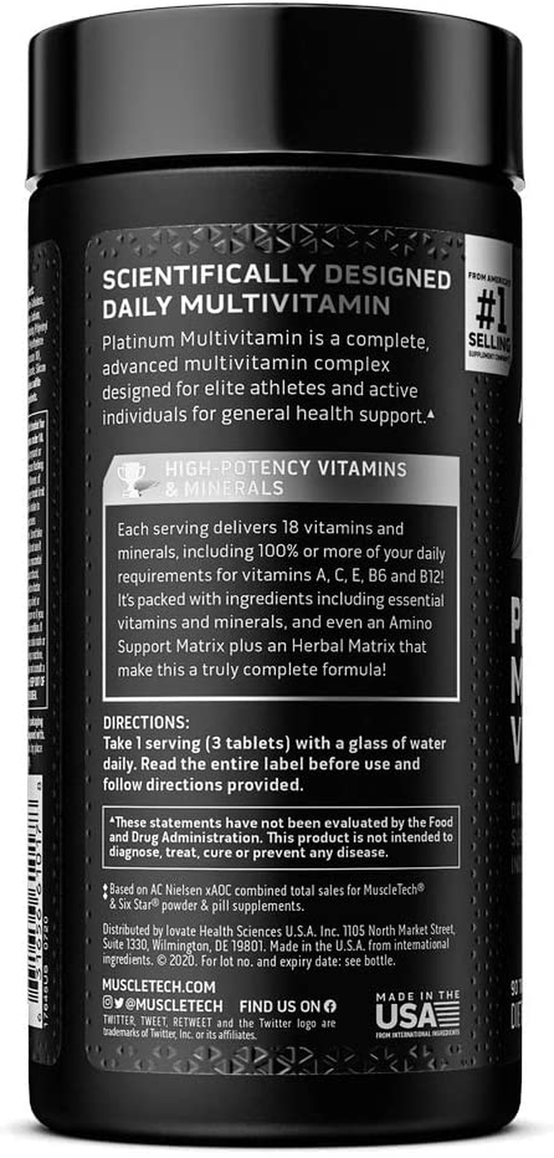 Multivitamin for Men |  Platinum Multivitamin | Vitamin C for Immune Support | 18 Vitamins & Minerals | Vitamins a C D E B6 B12 | Daily Workout Supplements | Mens Multivitamins, 90 Ct