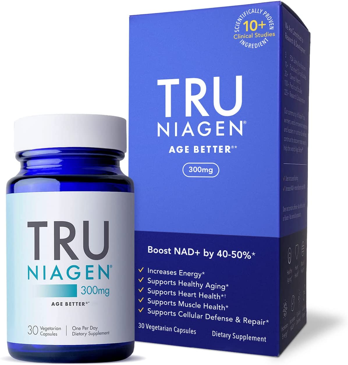 Multi Award Winning Patented NAD+ Booster Supplement More Efficient than NMN - Nicotinamide Riboside for Cellular Energy Metabolism & Repair. Vitality, Muscle Health, Healthy Aging - 30Ct/300Mg