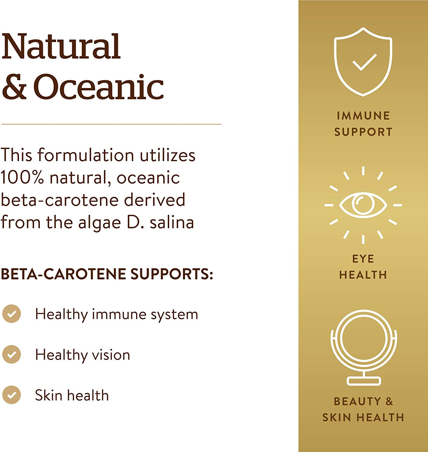 Oceanic Beta-Carotene 25,000 IU, 180 Softgels - Healthy Vision, Skin & Immune System, Potent Antioxidant - 100% Natural Pro-Vitamin a - Gluten Free, Dairy Free - 180 Servings