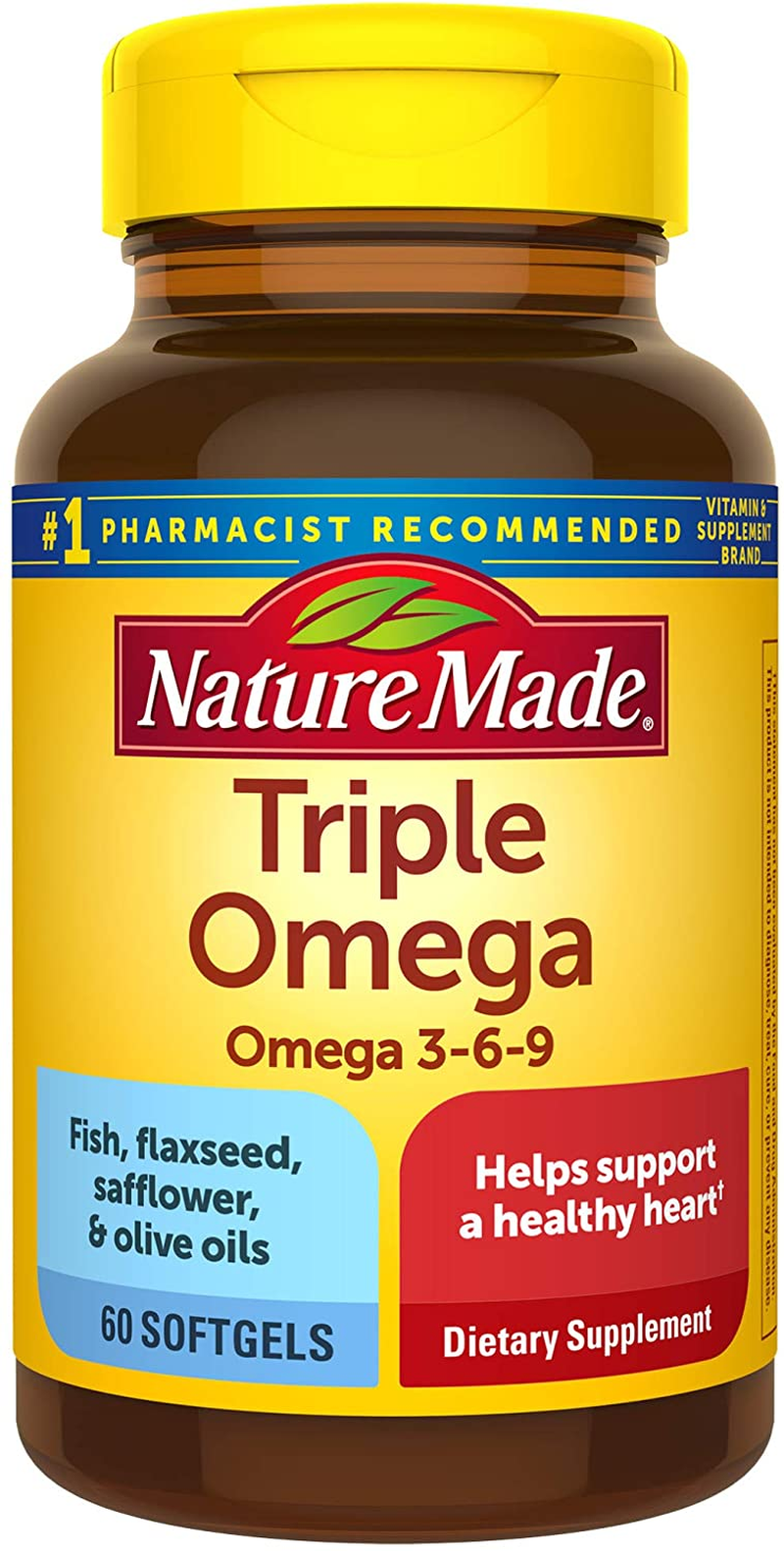 Triple Omega 3-6-9, 60 Softgels, Omega Supplement for Heart Health (Pack of 3)