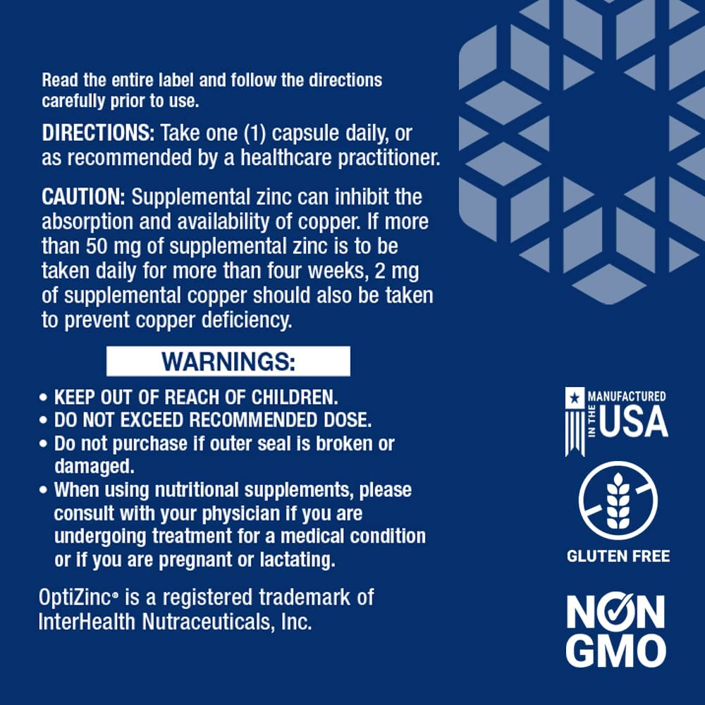Zinc Caps 50 Mg - Immune Support System & Bone Health Supplements - Supports Cardiovascular & Neurological Health - Non-Gmo, Gluten-Free – 90 Vegetarian Capsules