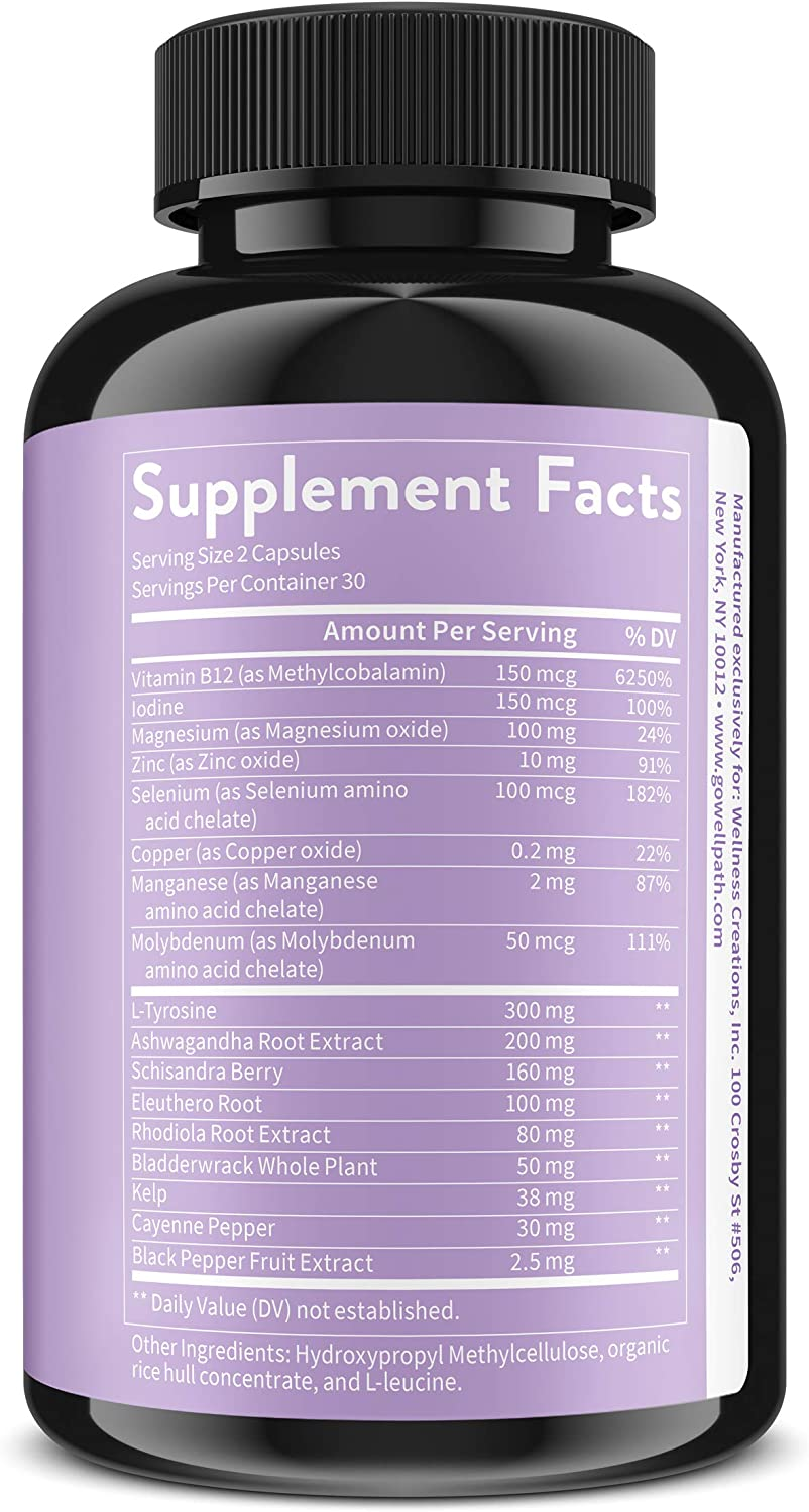 Soothe Thyroid Support & Adrenal Support Supplement - Cortisol Manager - Supports Energy, Metabolism, Adrenal Fatigue & Stress Response - 60 Ct by