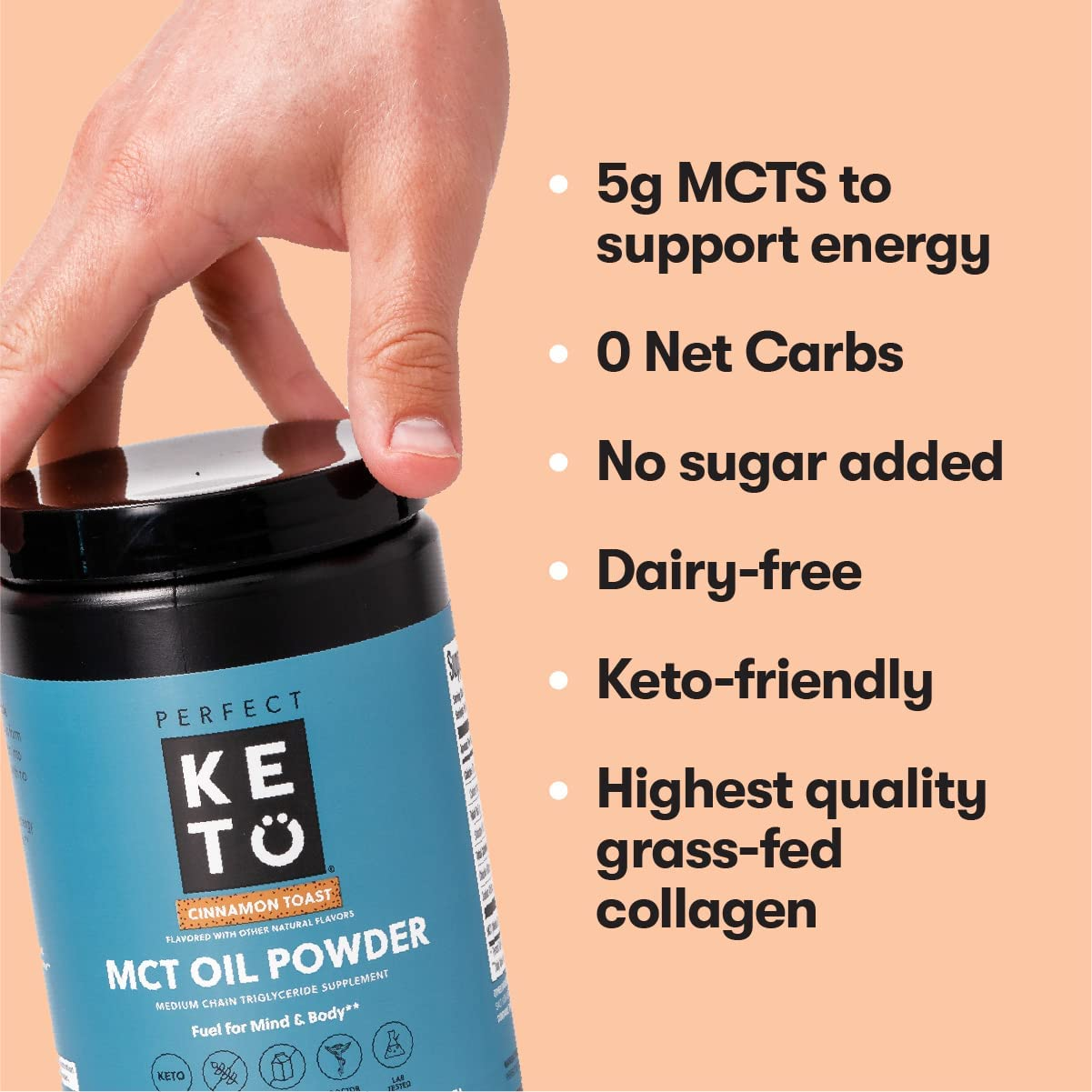 MCT Oil C8 Powder, Coconut Medium Chain Triglycerides for Pure Clean Energy, Ketogenic Non Dairy Coffee Creamer, Bulk Supplement, Helps Boost Ketones, Chocolate