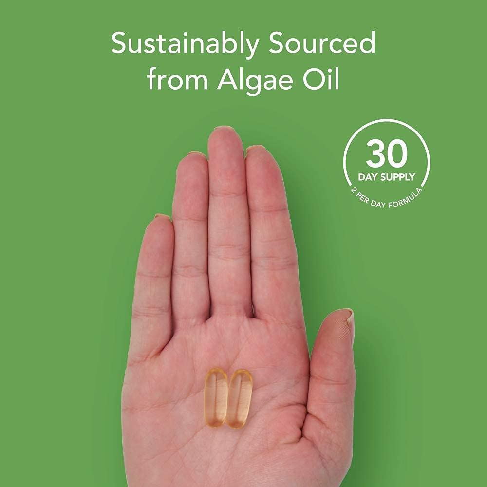 Vegan Omega-3 Fish Oil Alternative Sourced from Algae Oil | Highest Levels of Vegan DHA & EPA Fatty Acids | Non-Gmo Verified & Vegan Certified - 60 Veggie Softgels (Carrageenan Free)