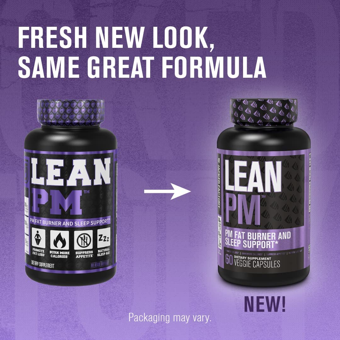 Lean PM Night Time Fat Burner, Sleep Aid Supplement, & Appetite Suppressant for Men and Women - 60 Stimulant-Free Veggie Weight Loss Diet Pills