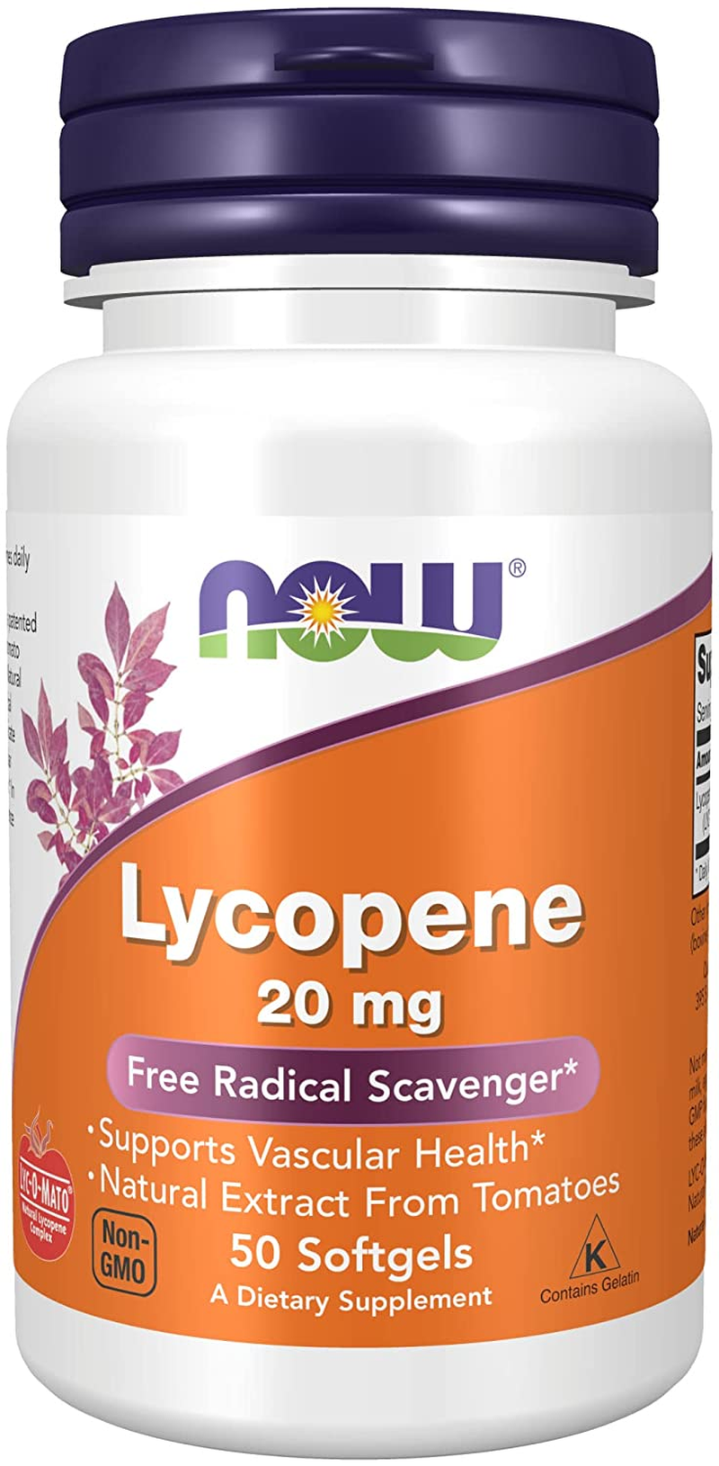 Supplements, Lycopene 20 Mg with Natural Extract from Tomatoes, Free Radical Scavenger*, 50 Softgels