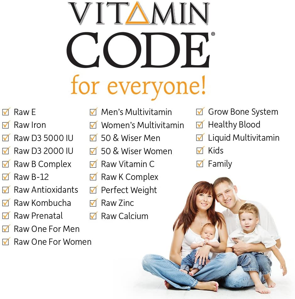 Whole Food Vitamin C Code Raw Capsules, 500Mg, Fruit & Veggie Blend, Probiotics Supplements for Adults, Vegan, Gluten Free, Orange, 60 Count