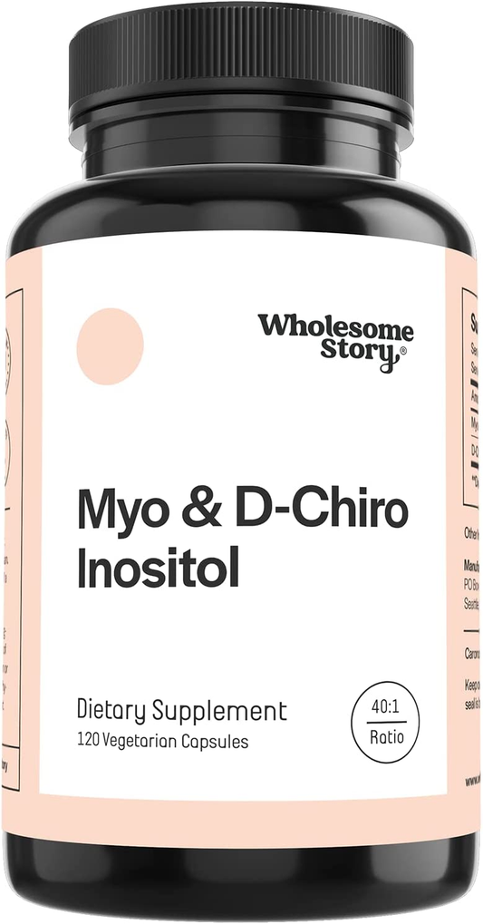 Myo-Inositol & D-Chiro Inositol Blend | 30-Day Supply | Most Beneficial 40:1 Ratio | Hormonal Balance & Healthy Ovarian Function Support for Women | Vitamin B8 | Made in USA (120 Capsules)