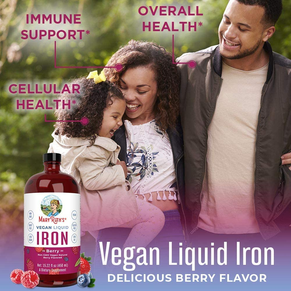 Iron Supplement for Women Men & Kids | Liquid Iron Supplement for Women Men & Kids | Iron Supplement for Iron Deficiency | Immune Support | Sugar Free | Vegan | Non-Gmo | Gluten Free | 15.22 Fl Oz