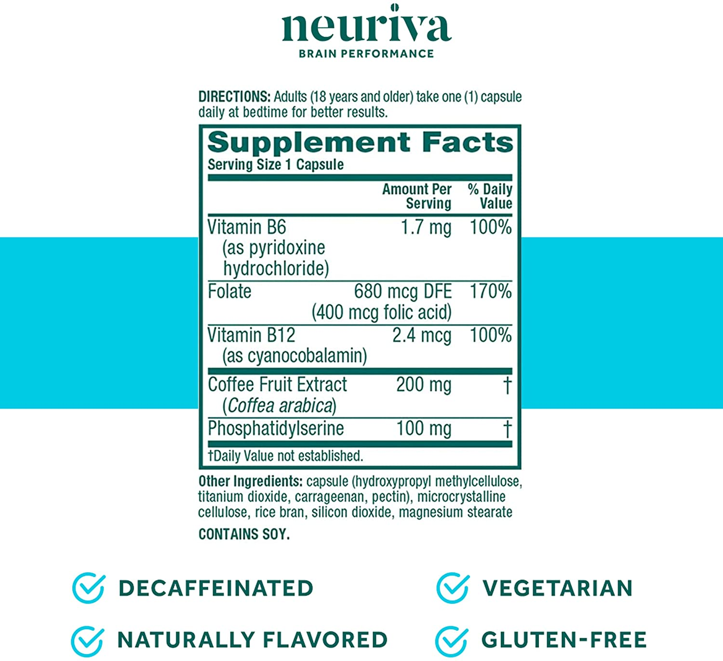 Nootropic Brain Support Supplement - plus Capsules (30 Count in a Box), Phosphatidylserine, B6, B12, Supports Focus Memory Concentration Learning Accuracy and Reasoning