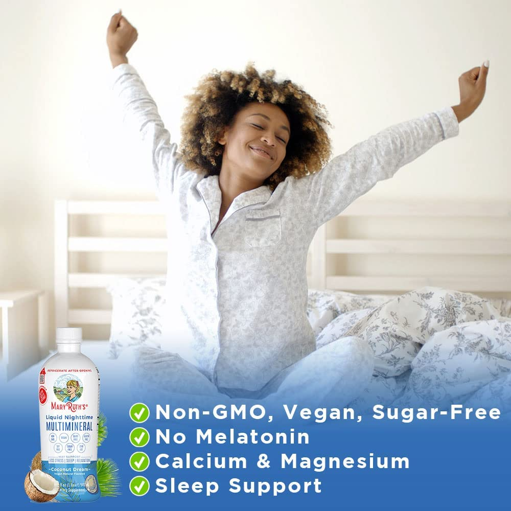 Nighttime Liquid Multimineral Supplement | Sugar Free | Natural Sleep Support for Adults & Kids | NO Melatonin | Magnesium, Calcium & MSM | Available in 4 Flavors | Vegan | Gluten Free | 32 Servings