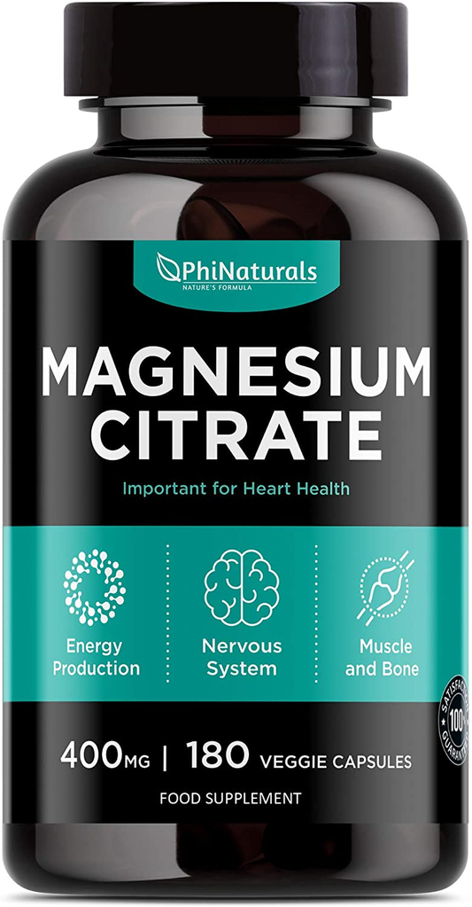 Magnesium Citrate Powder Capsules 400Mg – [180 Count] Pure Non-Gmo Supplements – Natural Sleep Calm Relax - Made in the USA