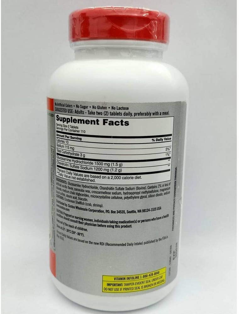 Glucosamine HCI 1500Mg Chondroitin Sulfate 1200Mg 220 Tablets/New Increased Count