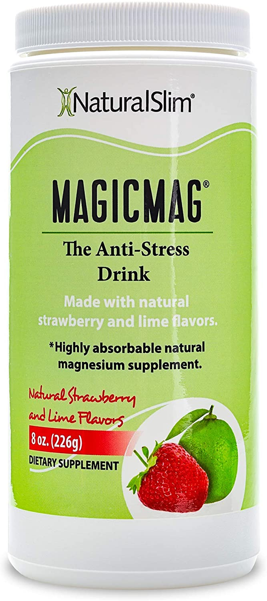 Naturalslim Magicmag Pure Magnesium Citrate Powder – Stress, Constipation, Muscle, Heart Health, and Sleep Support | Natural Strawberry & Lime Flavored Magnesium Supplement - 8Oz Drink Mix (Solo)