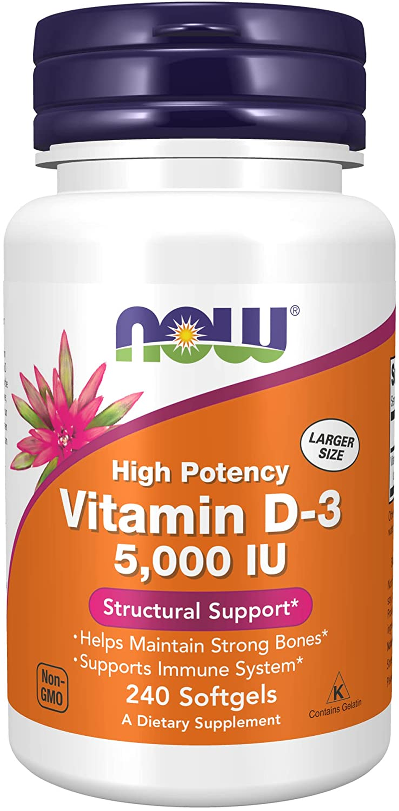 Supplements, Vitamin D-3 5,000 IU, High Potency, Structural Support*, 240 Softgels