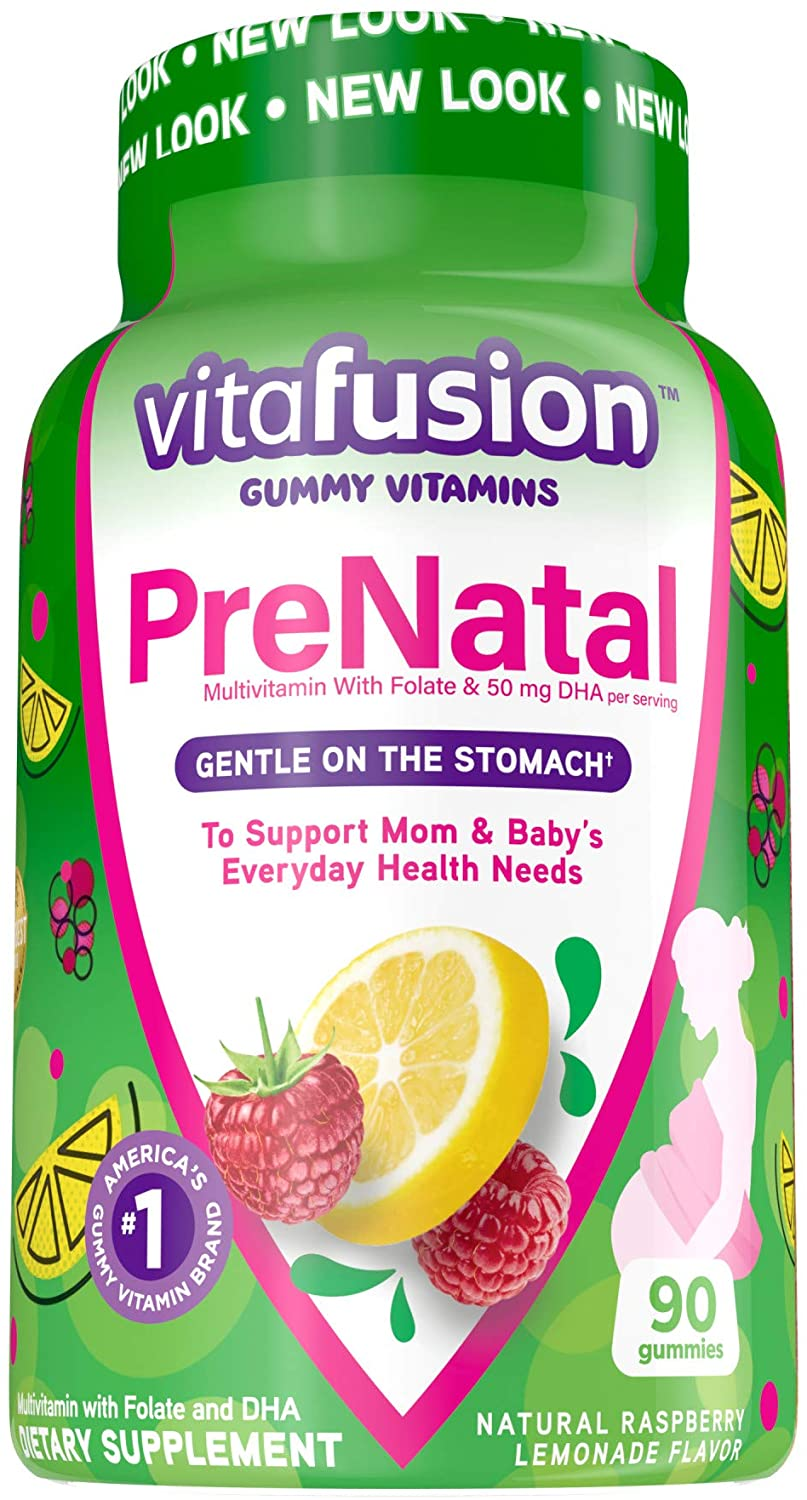 Prenatal Gummy Vitamins, Lemon & Raspberry Lemonade Flavored Pregnancy Vitamins for Women, 90 Count