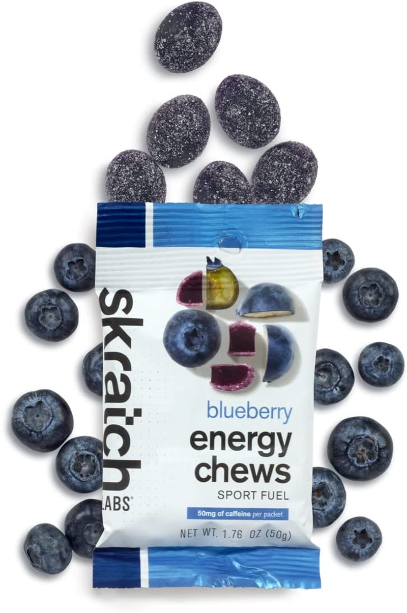 Energy Chews Sport Fuel, Blueberry with Caffeine (10 Pack) - Energy Chews for Exercise, Endurance and Performance - Gluten Free, Dairy Free, Vegan