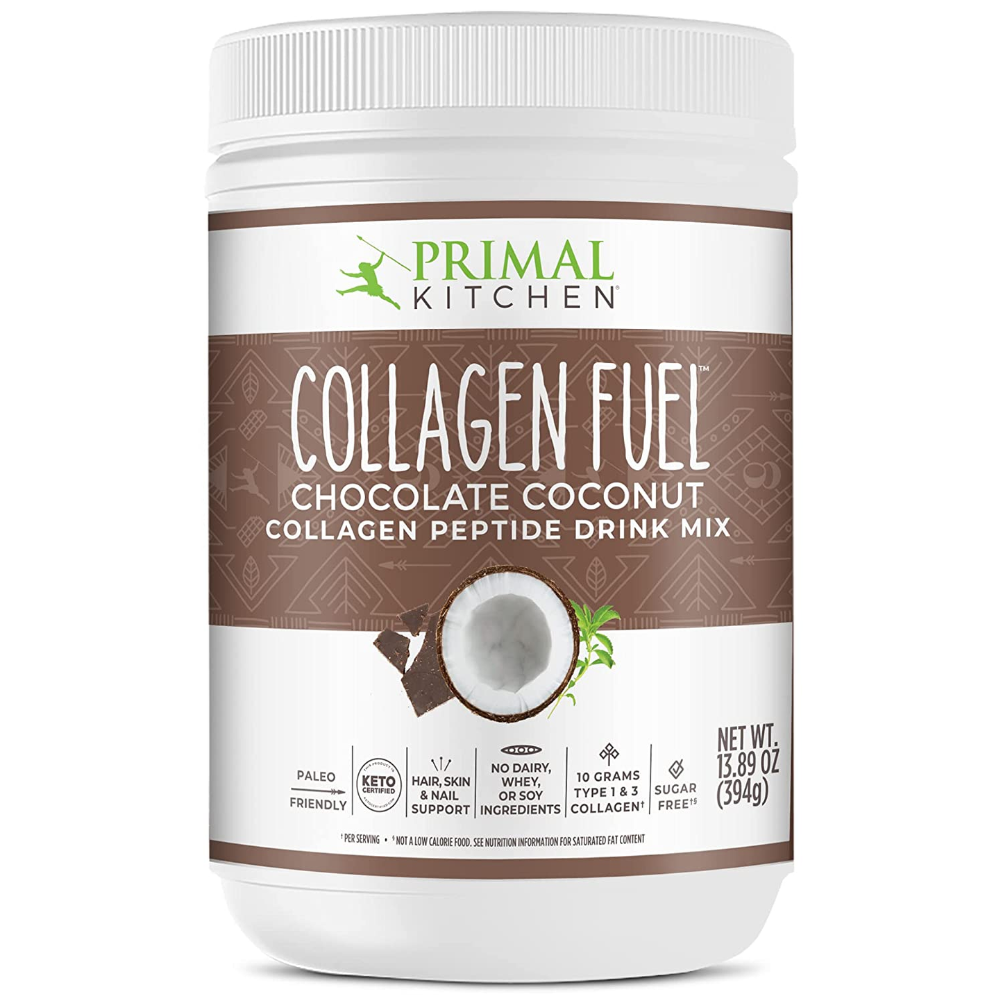 Collagen Fuel Collagen Peptide Drink Mix, Chocolate Coconut, No Dairy Coffee Creamer and Smoothie Booster, 13.9 Ounces