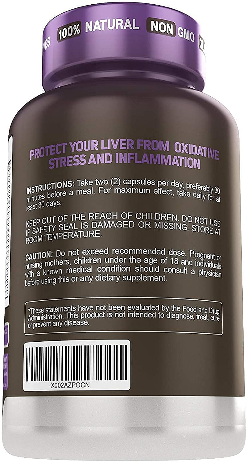 Liver Cleanse Detox & Fatty Liver Repair Formula with Milk Thistle - Artichoke and 24 Herbs Liver Health Support Supplement: Silymarin, Dandelion and Chicory Root - 120 Vegan Capsules