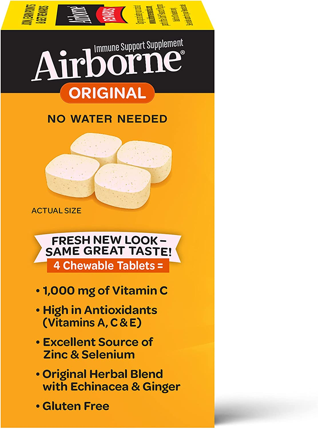 1000Mg Vitamin C Chewable Tablets with Zinc, Immune Support Supplement with Powerful Antioxidants Vitamins a C & E - (96 Count Bottle), Citrus Flavor, Gluten-Free