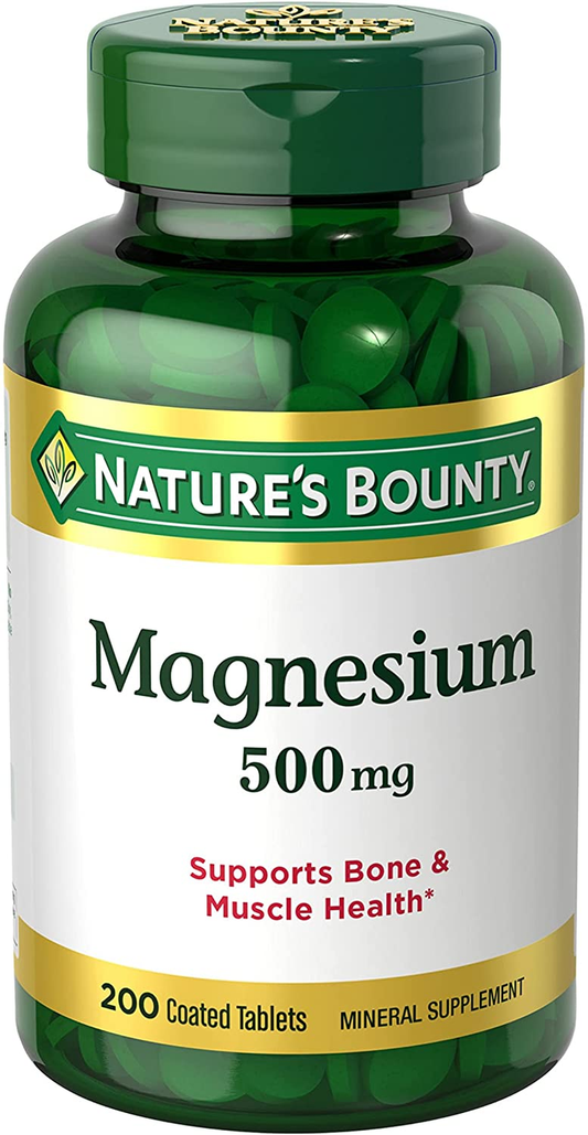 Nature’S Bounty Magnesium, Bone and Muscle Health, Tablets, 500 Mg, 200 Ct