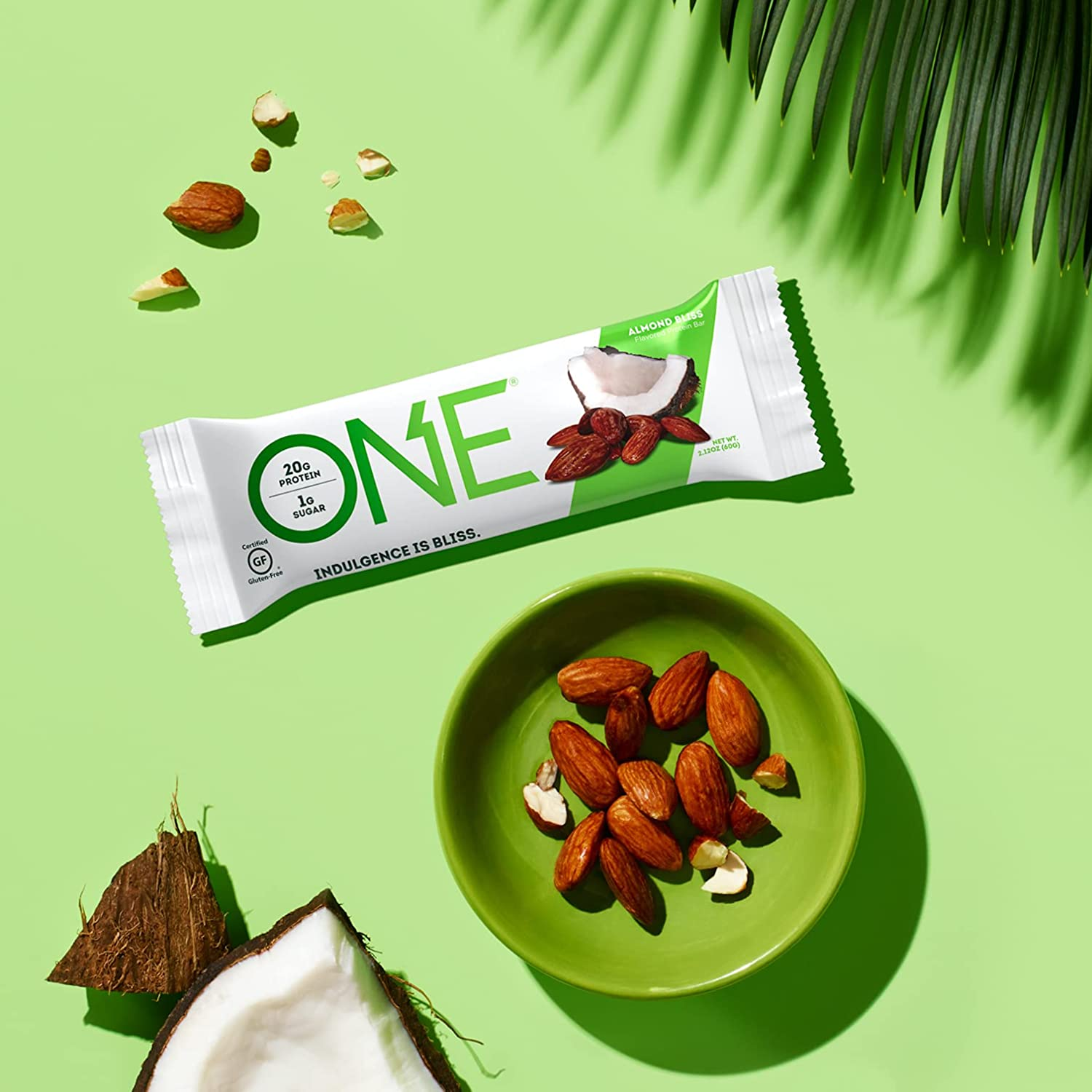 ONE Protein Bars, Almond Bliss, Gluten Free Protein Bars with 20G Protein and Only 1G Sugar, Guilt-Free Snacking for High Protein Diets, 2.12 Oz, 12 Count