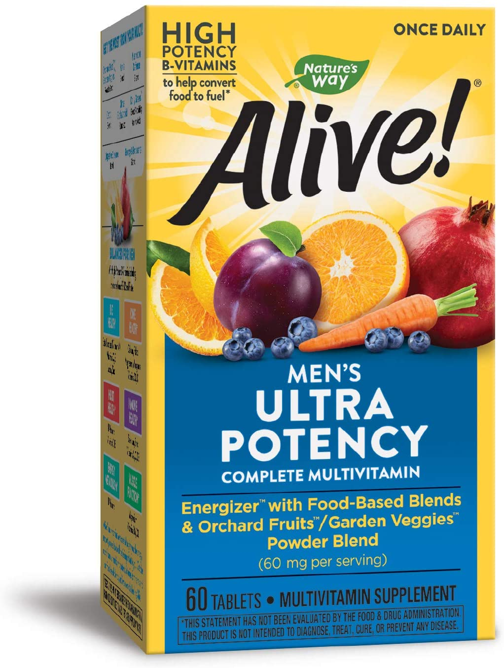 Alive! Men'S Ultra Complete Multivitamin, High Potency B-Vitamins, Energy Metabolism, 60 Tablets