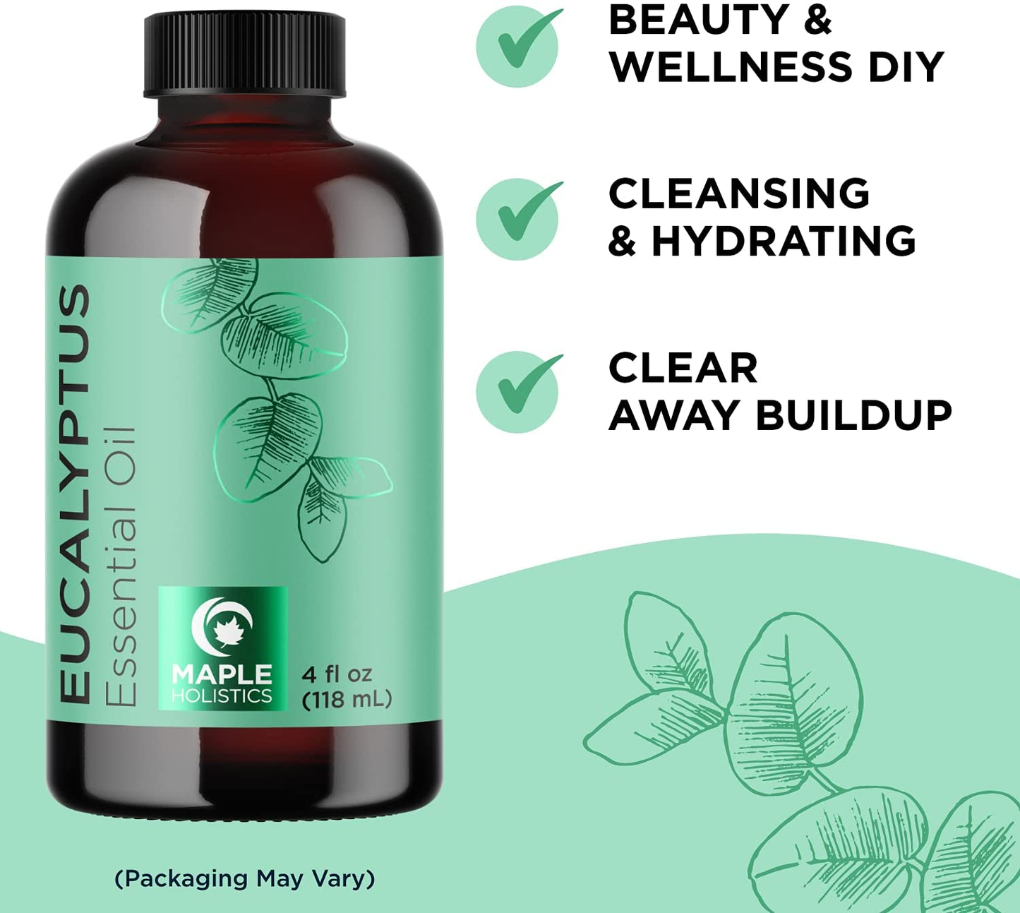 Pure Eucalyptus Essential Oil 4Oz - Invigorating Eucalyptus Essential Oil for Diffuser Home Spa Aromatherapy and Natural Bath Oil - Eucalyptus Oil for Diffuser Dry Scalp Care and DIY Skin Care