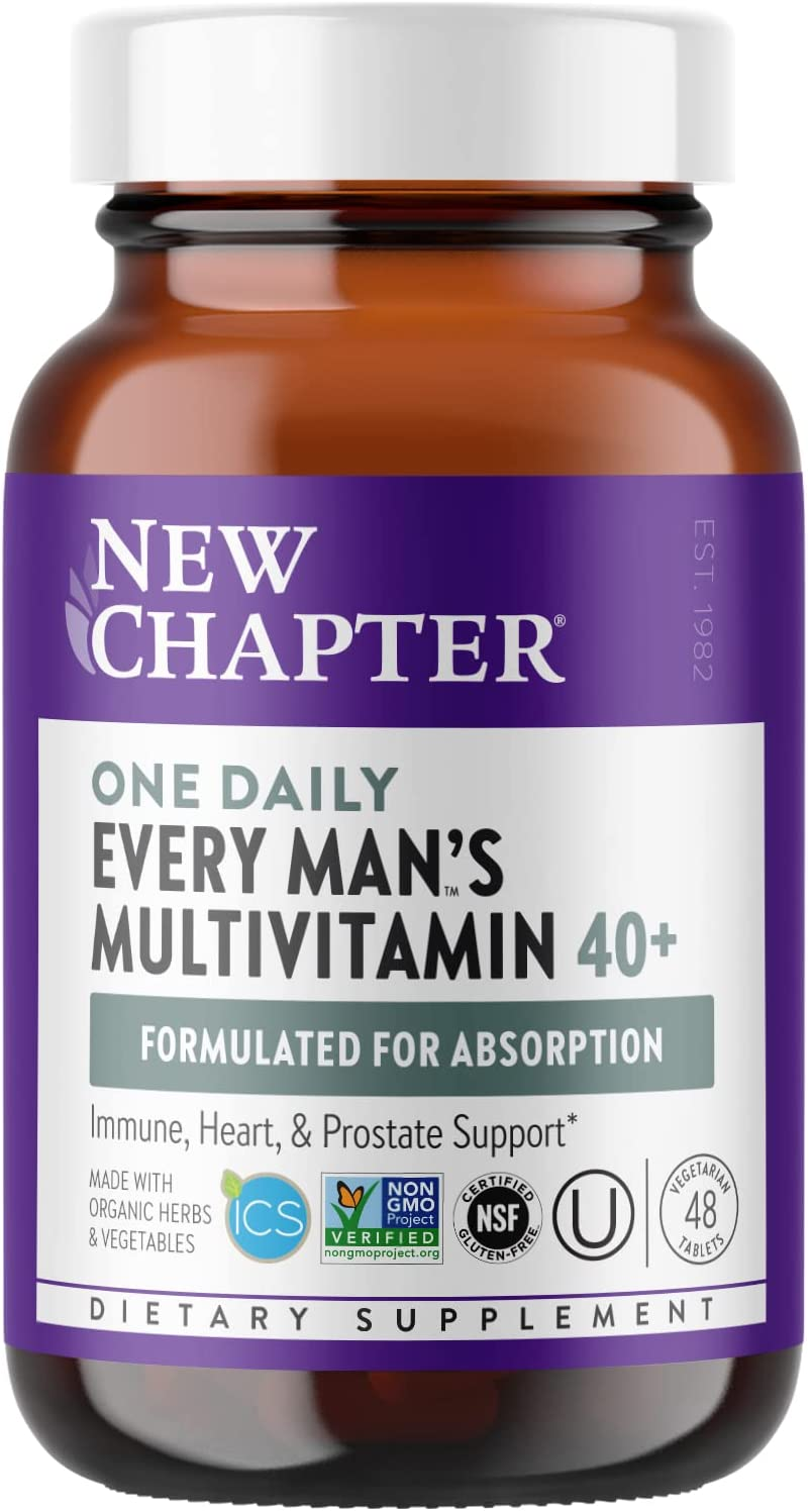 Men'S Multivitamin + Immune Support - Every Man'S One Daily 40+, Fermented with Probiotics + Whole Foods + Saw Palmetto + B Vitamins + Vitamin D3 + Organic Non-Gmo Ingredients - 48 Ct