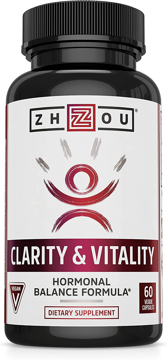 Zhou Clarity and Vitality (Formerly DHEA) 50 Mg, Hormonal Balance Formula for Women & Men, Healthy Aging, Non-Gmo, Vegan, Gluten Free, 60 Capsules