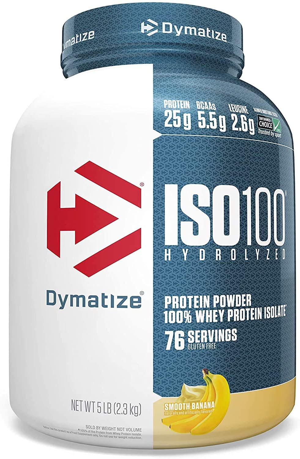 ISO 100 Whey Protein Powder with 25G Hydrolyzed 100 Whey Isolate Gluten Free Fast Digesting,Smooth Banana, 80 Ounce