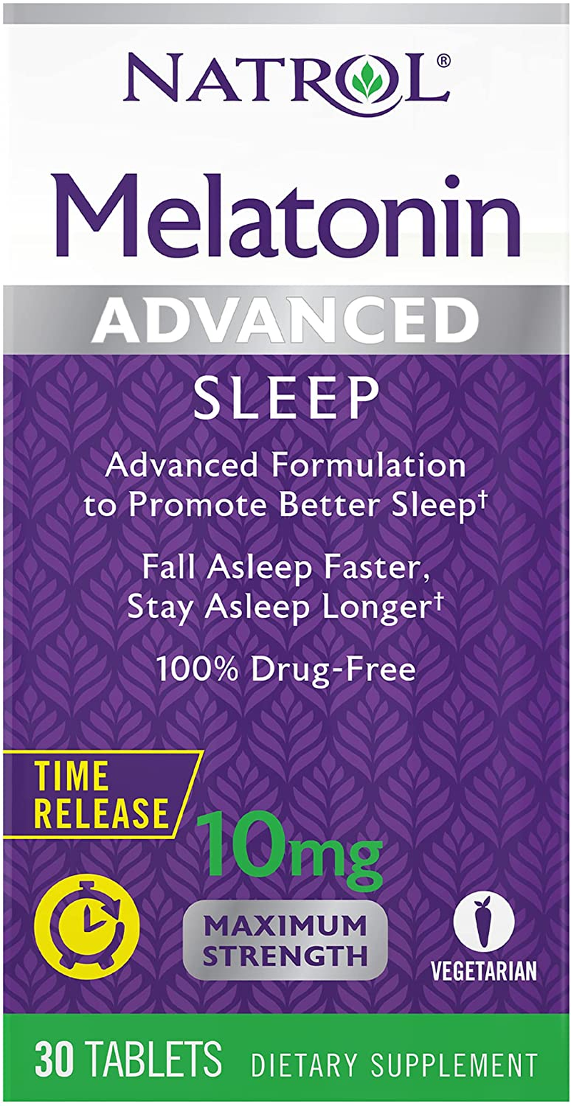 Melatonin Advanced Sleep Tablets with Vitamin B6, Helps You Fall Asleep Faster, Stay Asleep Longer, 2-Layer Controlled Release, 100% Drug-Free, Maximum Strength, 10Mg, 30 Count