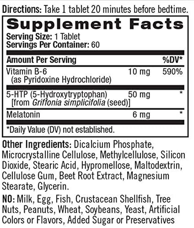 Melatonin + 5 HTP Advanced Sleep Time Release Bi-Layer Tablets, Triple-Action Formula, Calm the Mind, Helps You Fall Asleep Faster, Stay Asleep Longer, 100% Drug-Free, 6Mg, 60 Count