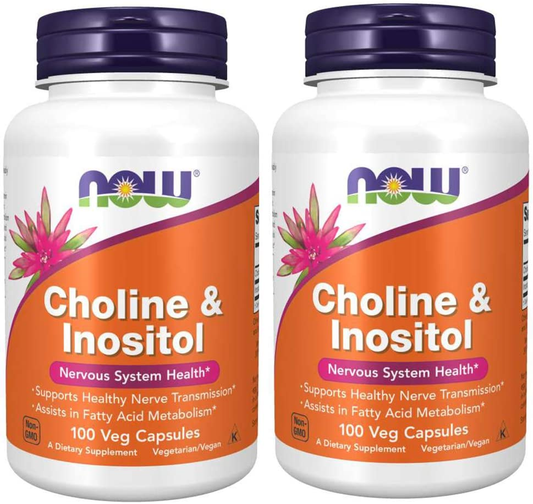 NOW Choline and Inositol 500Mg, 100 Capsules (Pack of 2)