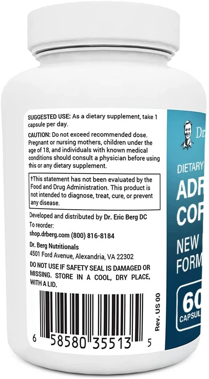 Dr. Berg’S Adrenal & Cortisol Support New Formula - Adrenal Support Supplements - Mood, Focus, Relaxation and Stress Support - Adrenal Fatigue Supplements W/ Ashwagandha Extracts - 60 Capsules 3 Pack