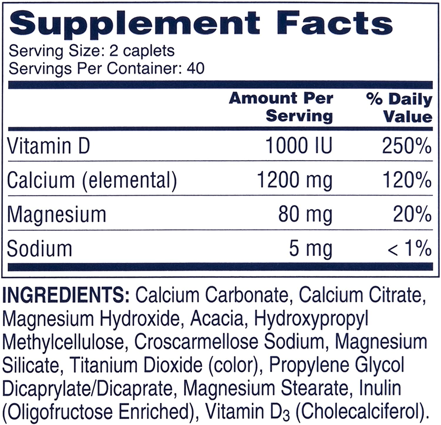 Slow Release 1200, 1200 Mg Calcium Citrate and Calcium Carbonate Blend with 1000 IU Vitamin D3, Bone Health Supplement for Adults, Once Daily Caplets, 80 Count