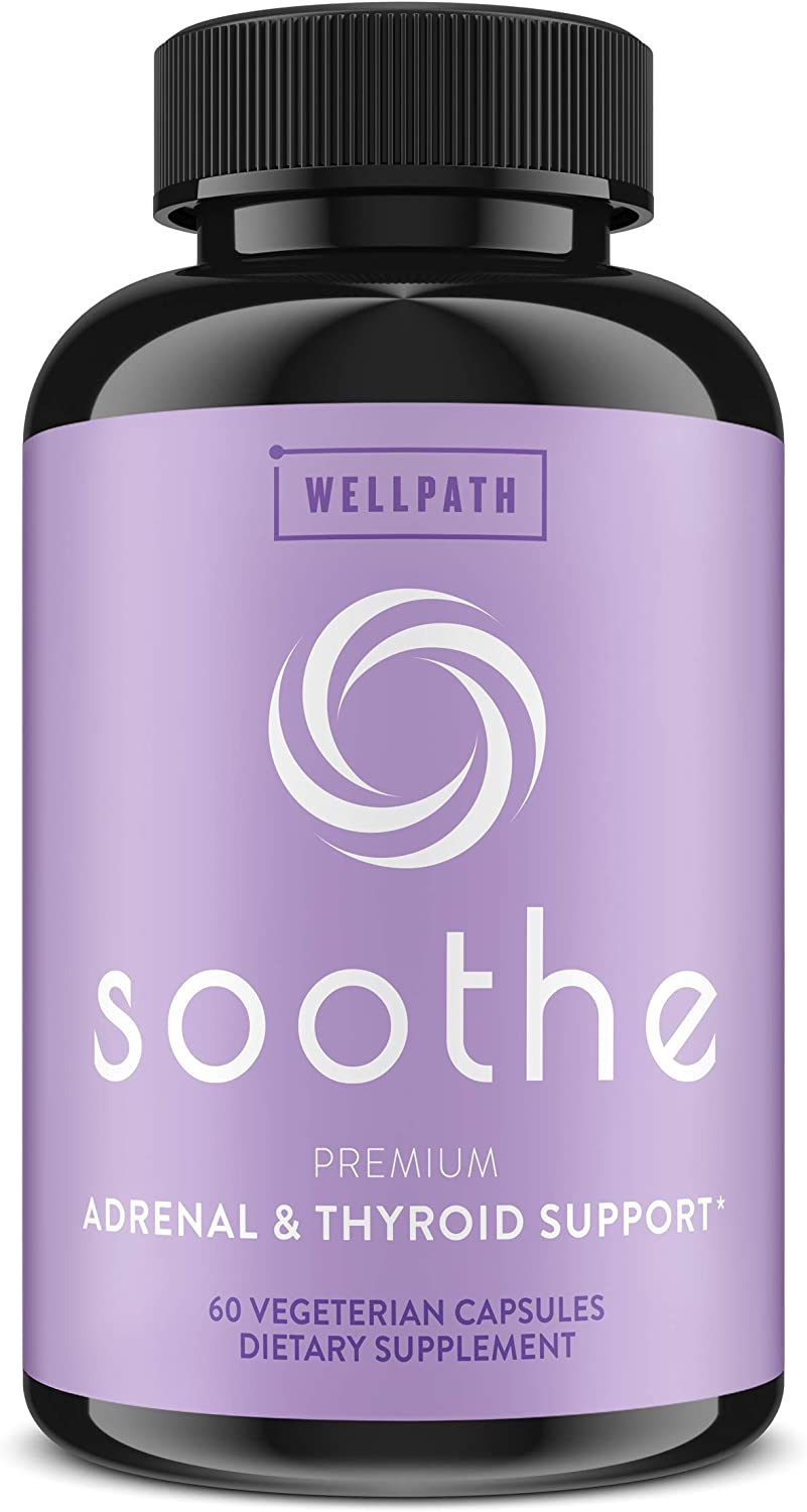 Soothe Thyroid Support & Adrenal Support Supplement - Cortisol Manager - Supports Energy, Metabolism, Adrenal Fatigue & Stress Response - 60 Ct by