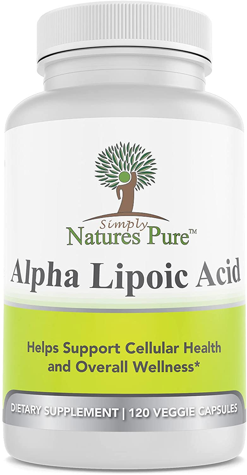 Simply Nature'S Pure Alpha Lipoic Acid 600Mg 120 Veggie Capsules RLA R-LA R-Lipoic S-Lipoic, ALA, Non-Gmo Thioctic Acid 4 Month Supply