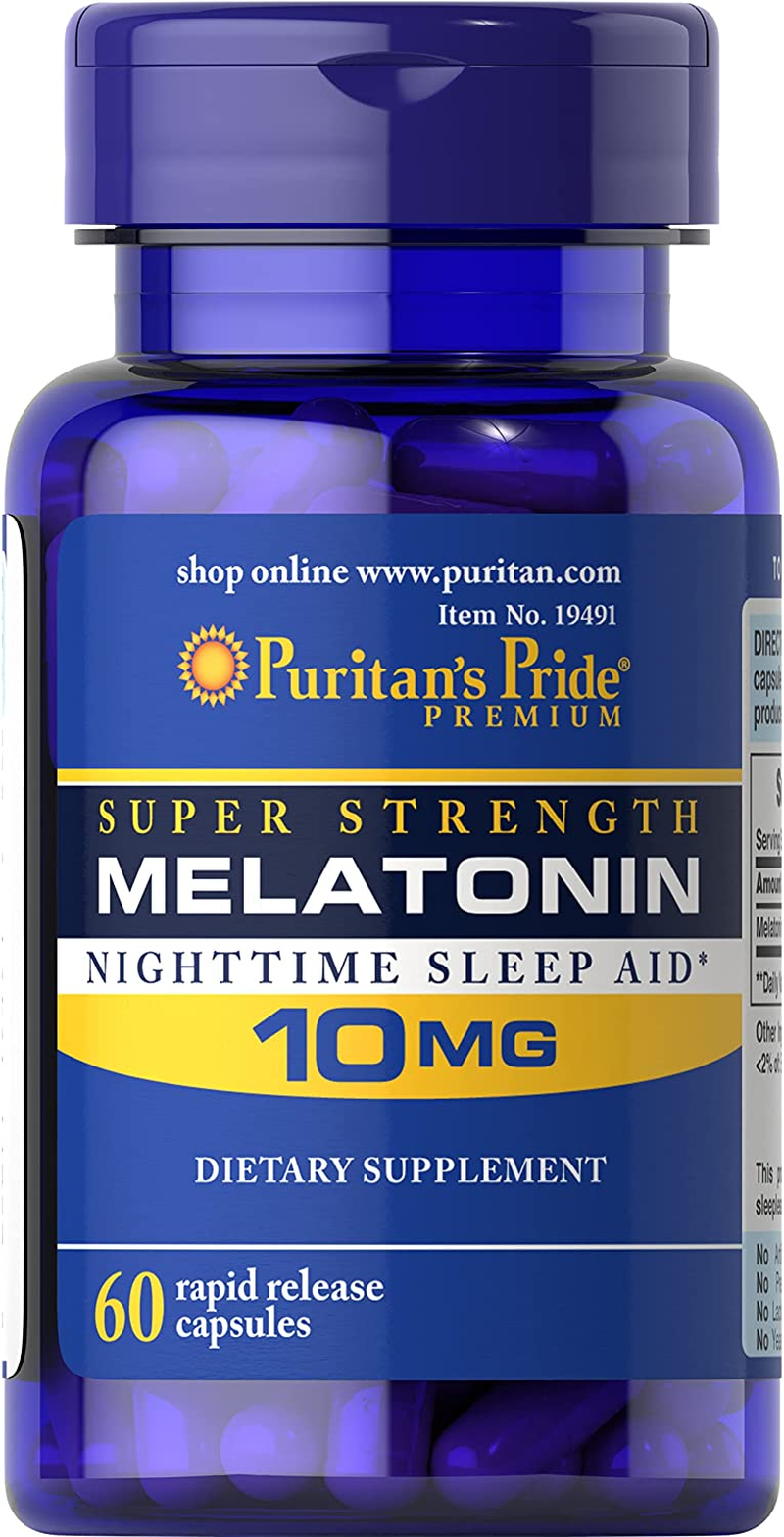 Super Strength Melatonin 10Mg Rapid Release Capsules, 60-Count