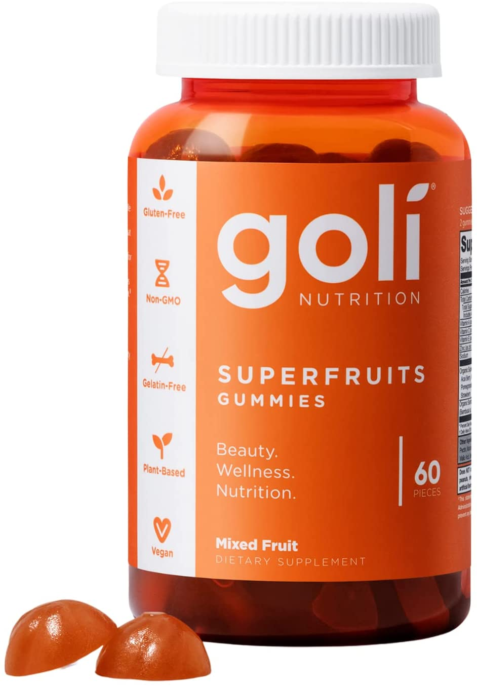 SUPERFRUITS Vitamin Gummy by  Nutrition 60 Ct - with Collagen-Enhancing Ingredients. Radiate. Rejuvenate. Refresh (Mixed Fruit, Vegan, Plant-Based, Non-Gmo, Gluten-Free & Gelatin Free)