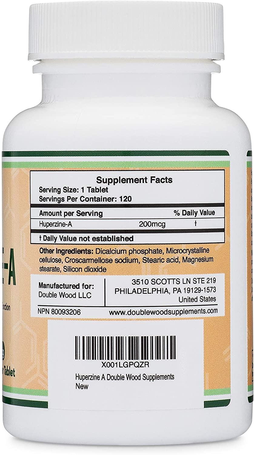 Huperzine a 200Mcg (Third Party Tested) Manufactured in the USA, 120 Tablets, Nootropics Brain Supplement to Promote Acetylcholine, Support Memory and Focus by