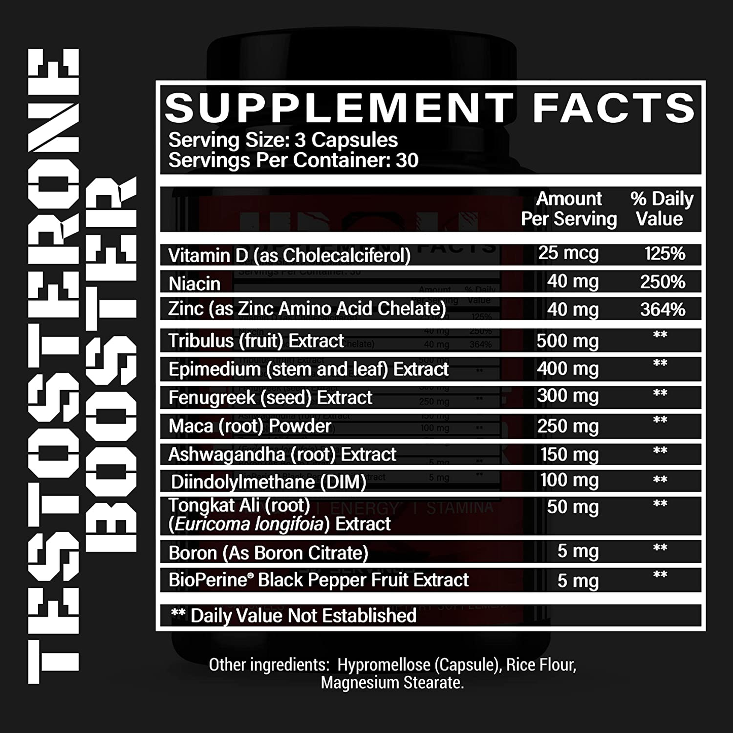 Testosterone Booster for Men - Estrogen Blocker - Supplement Natural Energy, Strength & Stamina - Lean Muscle Growth - Promotes Fat Loss - Increase Male Performance